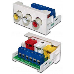 22.5x45 Mosaic insert with 3xRCA Composite Video & Stereo Audio, white
